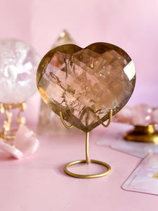 Citrine Faceted Heart on Golden Stand 003