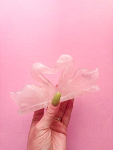 Rose Quartz Love Swans