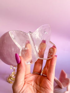 Clear Quartz Butterfly on Golden Stand 003