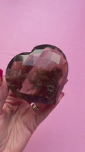 Load and play video in Gallery viewer, Smoky Quartz with Garden Quartz Faceted Heart on Golden Stand 003
