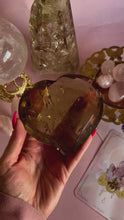 Load and play video in Gallery viewer, Citrine Faceted Heart on Golden Stand 003
